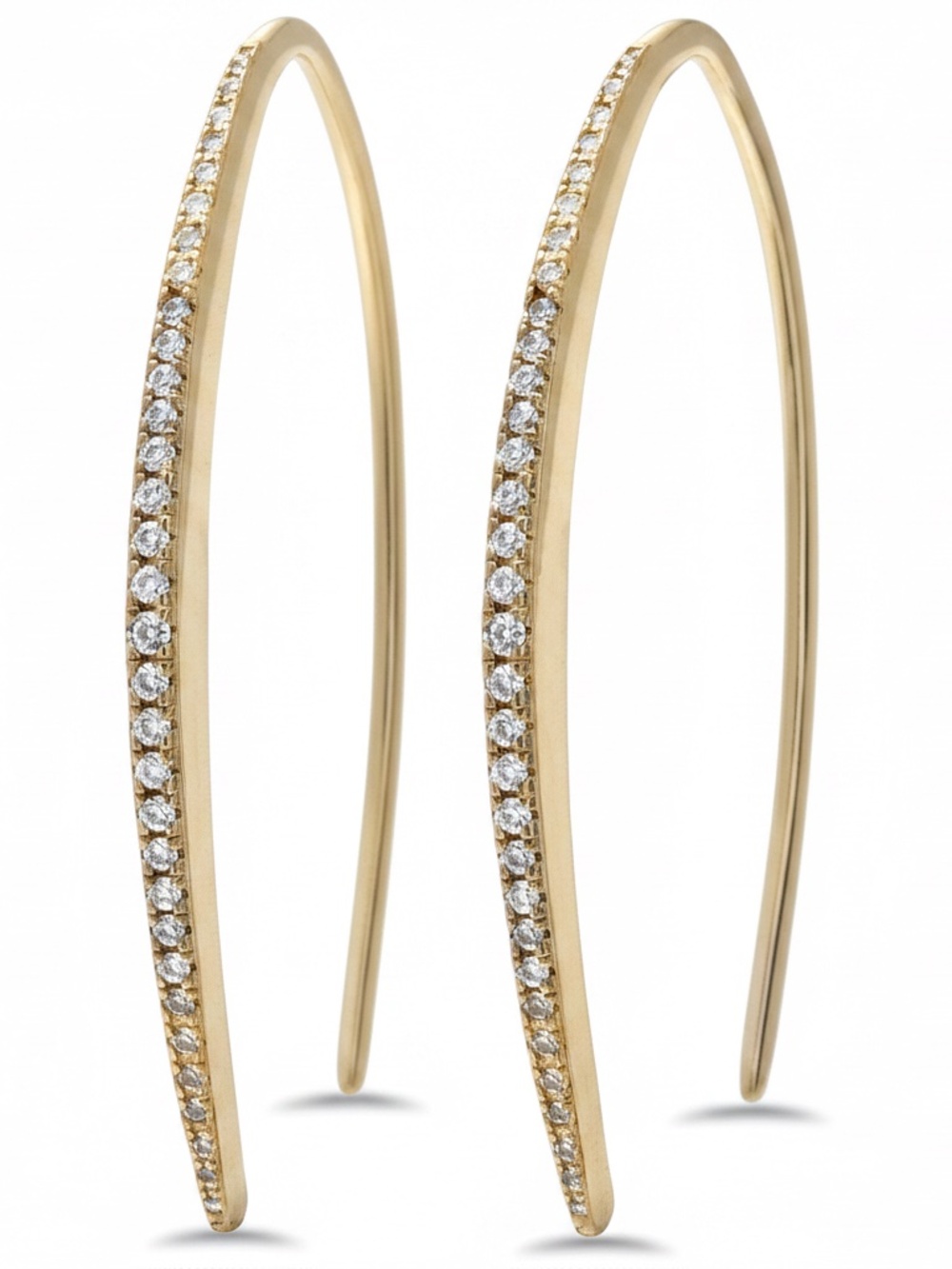 Womens Sterling Silver Curved Thread Gold Earrings